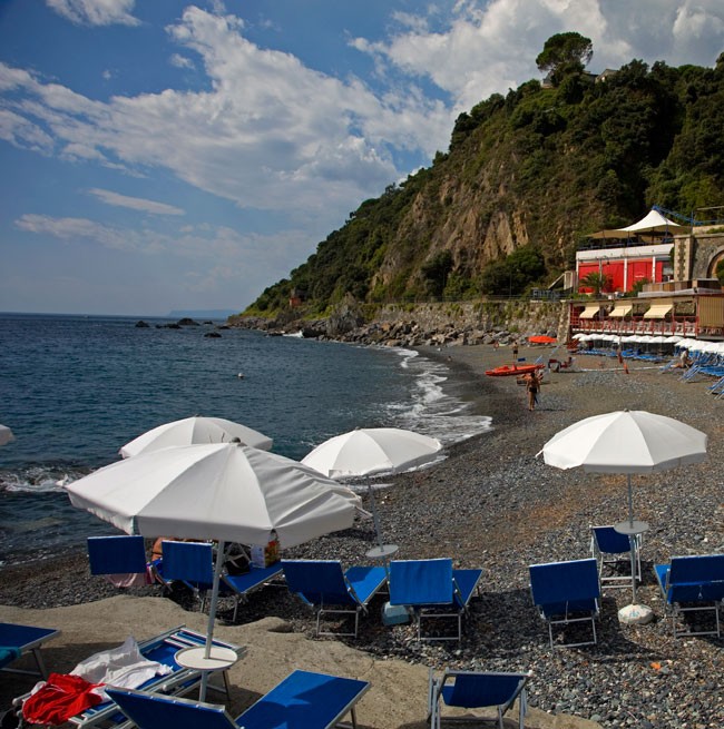 Photo of Marina Piccola, the Hotel's private beach equipped with sun beds and umbrellas