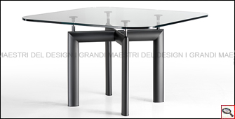 Croix Tube d 'Avion table with rounded square glass top.