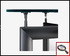 Detail, Croix Tube d'Avion Table with rounded square glass top.