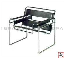 Fauteuil Wassily Chair en cuir, dessin de Marcel Breuer.