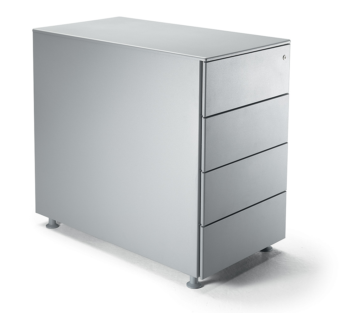 Pedestal-Metal drawers.