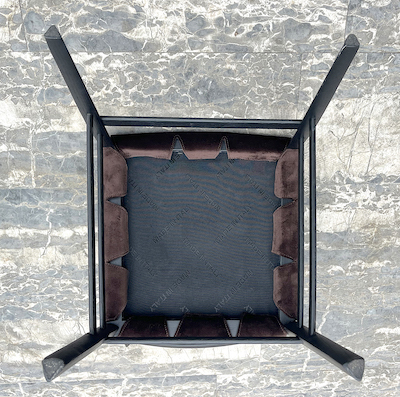 Superleggera Superligh Chair - new interpretation - detail under seat velvet covered. Tribute to Giò Ponti.