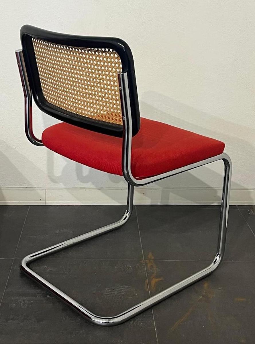 Marcel Breuer - Sedia Cesca con seduta rivestita e schienale in paglia, retro.