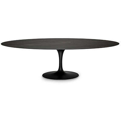 Tulip Table with oval Noir Desir ceramic top.