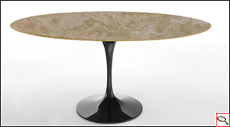 Table Tulip avec plateau en pierre Travertino de Sienne – Eero Saarinen.