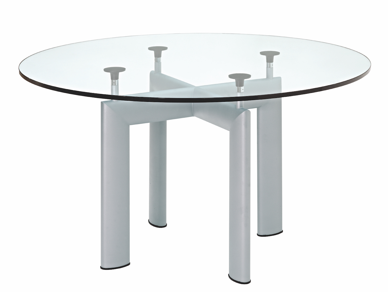 Croix Tube d 'Avion table with round glass top.