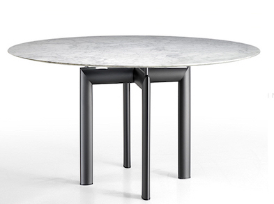 Table Croix Tube d'Avion avec plateau en marbre de Carrare.