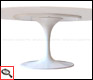 Tavolo Tulip in laminato, design by Eero Saarinen, dettaglio sottopiano.